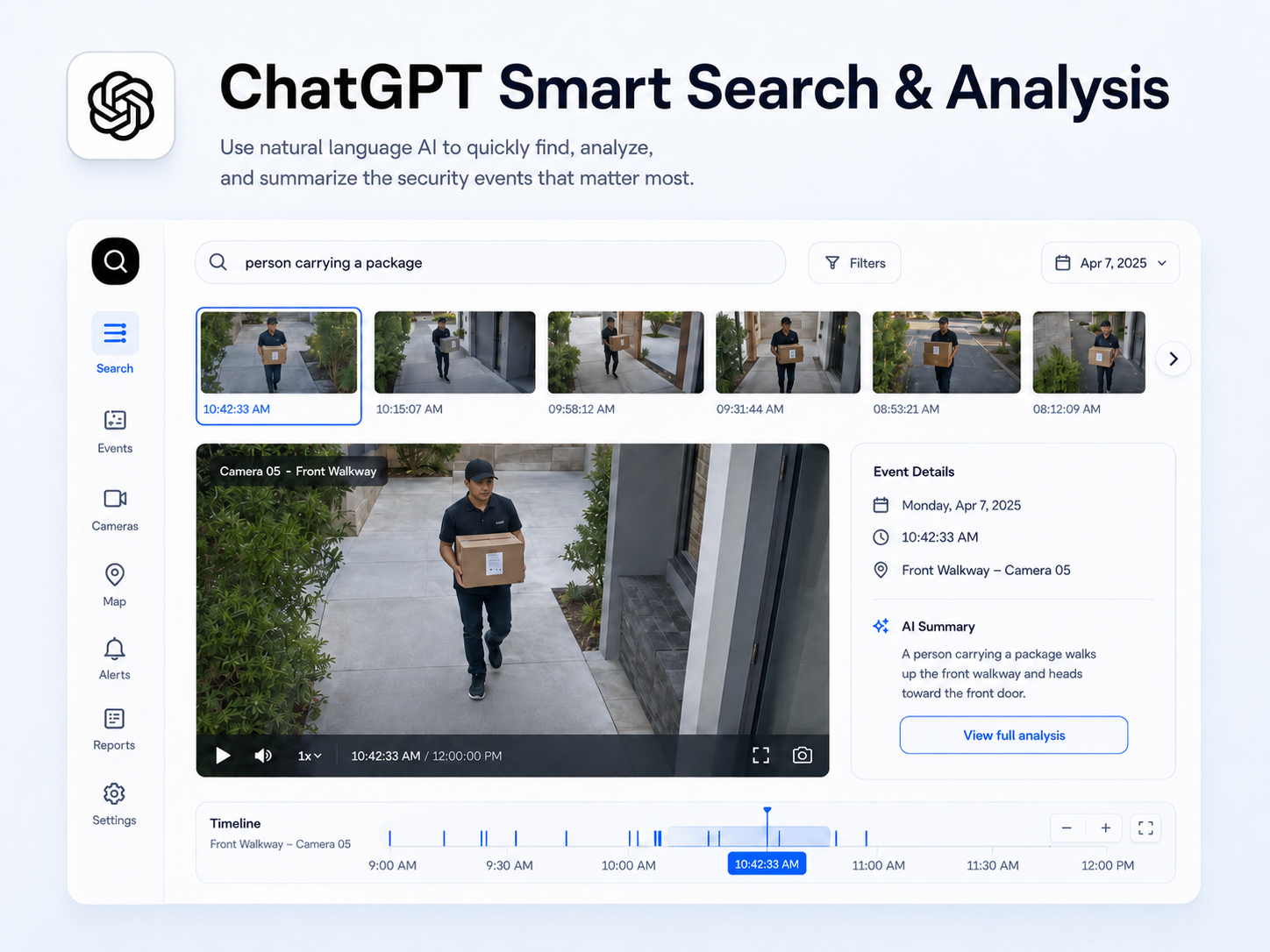 AI video surveillance alerts