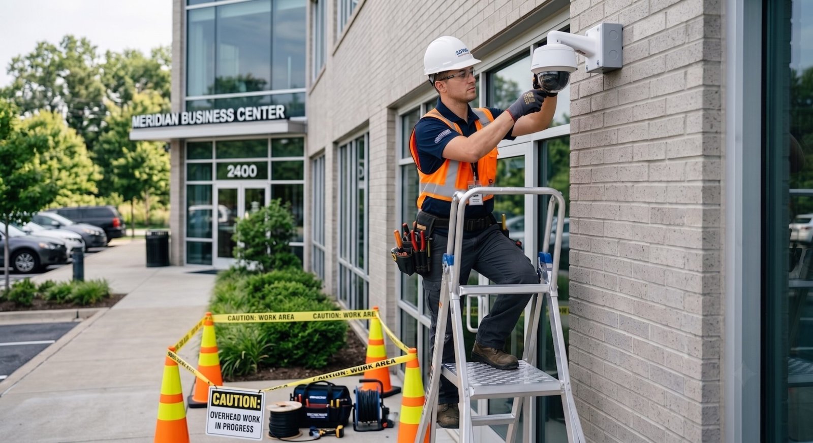 Commercial security camera installation at a Dallas-Fort Worth property